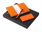 Подарочный набор c блокнотом С1, ручкой и повербанком 5000 mAh,  оранжевый