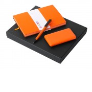 Подарочный набор c блокнотом С2, ручкой и повербанком 10000 mAh, оранжевый