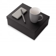 Подарочный набор c кружкой, пластиковой ручкой и повербанком С2, 10000 mAh, серый