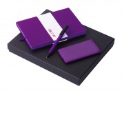 Подарочный набор c блокнотом С2, ручкой и повербанком 5000 mAh, фиолетовый