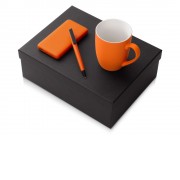 Подарочный набор c кружкой, пластиковой ручкой и повербанком С2, 10000 mAh, оранжевый