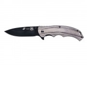 Нож складной Stinger, 120 мм, (чёрный), материал рукояти: дерево/сталь (серый), в картонной коробке