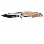 Нож складной Stinger, 120 мм, (черный/серебристый), материал рукояти: нержавеющая сталь/дерево