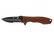 Нож складной Stinger, 80 мм (чёрный), материал рукояти: сталь/сандаловое дерево (коричневый)