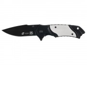 Нож складной Stinger, 120 мм, (черный), материал рукояти: нержавеющая сталь (серебристый/черный)