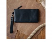 Барсетка кожаная, черный