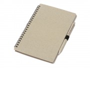 Блокнот А5 Toledo M, бежевый + ручка шариковая Pianta из пшеничной соломы, бежевый