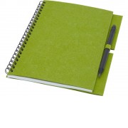 Блокнот Luciano Eco на пружине, с карандашом, средний, зеленый