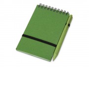 Блокнот B7 Toledo S, зеленый + ручка шариковая Pianta из пшеничной соломы, зеленый