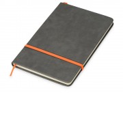 Блокнот Color линованный А5 в твердой обложке с резинкой, серый/оранжевый (P)