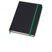 Блокнот в линейку формата А5, черный/зеленый
