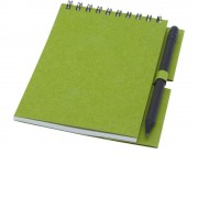Блокнот Luciano Eco на пружине, с карандашом, маленький, зеленый