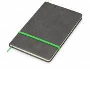 Блокнот Color линованный А5 в твердой обложке с резинкой, серый/зеленое яблоко