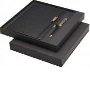 Legato блокнот формата А5 с набором из шариковой ручки и ручки-роллера - сплошной черный