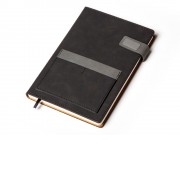 Бизнес блокнот А5 Freya с клапаном и карманом для визиток, твердая обложка, 128 листов, черный и свет