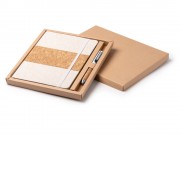 Набор блокнот с ручкой из пробки и хлопка Beret, natural