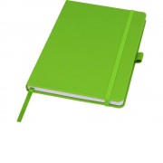 Блокнот Honua форматом A5 из переработанной бумаги с обложкой из переработанного ПЭТ, зеленый лайм