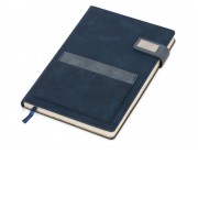 Бизнес блокнот А5 Freya с клапаном и карманом для визиток, твердая обложка, 128 листов, синий и темно