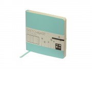 Скетчбук Sketch & Art в мягком переплете 145х145 мм, 100 л. бежевой бумаги 100 гр., мятный