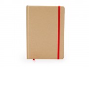Блокнот А5 ESTELA с контрастной резинкой, бежевый/красный