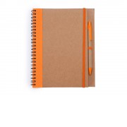 Блокнот А5+ ALANI с шариковой ручкой, крафтовый/оранжевый