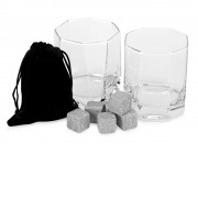 Набор для виски Buddies: 2 бокала, 6 камней, мешочек, коробка