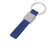 Брелок из металла и иск.кожи Strap, серебристый/темно-синий