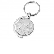 Брелок с глобусом, вращающимся внутри кольца, серебристый