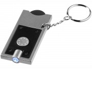 Брелок-держатель для монет Allegro с фонариком, черный/серебристый