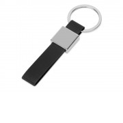 Брелок из металла и иск.кожи Strap, серебристый/черный