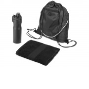 Спортивный набор из стальной бутылки и полотенца Advanced, черный