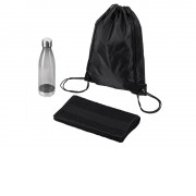 Спортивный набор из бутылки и полотенца Beginner, черный