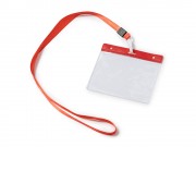 Ланъярд с карабином и бейджем POMEL, красный