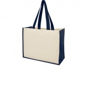 Сумка-тоут Varai для покупок из холщового хлопка и джута (плотность 320 г/м2), темно-синий