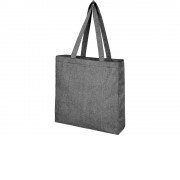 Эко-сумка Pheebs с клинчиком, изготовленная из переработанного хлопка, плотность 210 г/м2, черный мел