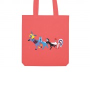 Сумка из плотного хлопка Бременские музыканты, 220 г/м2, коралловый