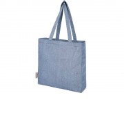 Эко-сумка Pheebs с клинчиком, изготовленная из переработанного хлопка, плотность 210 г/м2, синий мела