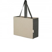 Эко-сумка Pheebs объемом 18 л с дном клинчиком и контрастными сторонами из переработанного хлопка плотностью 190 г/м², heather black