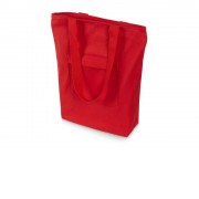 Сумка на молнии Zipper из хлопка 280 г c карманом на молнии спереди, красный