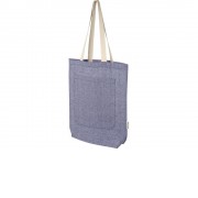 Эко-сумка Pheebs объемом 9 л из переработанного хлопка плотностью 150 г/м2 с передним карманом, сини