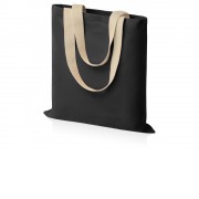 Сумка для шопинга Steady из хлопка с парусиновыми ручками, 260 г/м2, черный