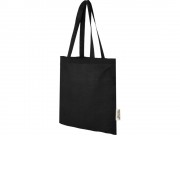 Эко-сумка Madras объемом 7 л из переработанного хлопка плотностью 140 г/м2, сплошной черный