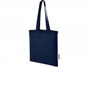 Эко-сумка Madras объемом 7 л из переработанного хлопка плотностью 140 г/м2, нэйви