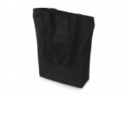 Сумка на молнии Zipper из хлопка 280 г c карманом на молнии спереди, черный