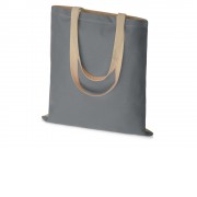 Сумка для шопинга Twin двухцветная из хлопка, 180 г/м2, серый/натуральный