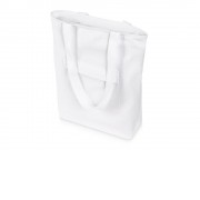 Сумка на молнии Zipper из хлопка 280 г c карманом на молнии спереди, белый