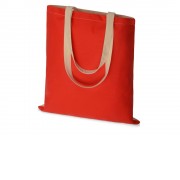 Сумка для шопинга Twin двухцветная из хлопка, 180 г/м2, красный/натуральный
