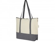 Эко-сумка на молнии Repose объемом 10 л из переработанного хлопка плотностью 320 г/м2, серый яркий