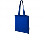 Эко-сумка Madras объемом 7 л из переработанного хлопка плотностью 140 г/м2, ярко-синий