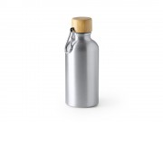 Бутылка GELDA алюминиевая с бамбуковой крышкой, 400 мл, серебристый/натуральный
